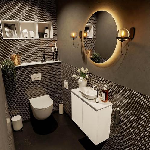 MONDIAZ FOWY toiletmeubel 60cm kleur talc. Waskom positie, Doe-het-zelf en Verbouw, Sanitair, Bad, Nieuw, Ophalen of Verzenden