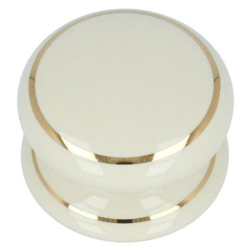 Porseleinen knop crème met gouden bies 50 mm, Doe-het-zelf en Verbouw, Hang- en Sluitwerk, Nieuw, Ophalen of Verzenden