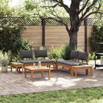vidaXL Tuinbankset 3 pcs Bruin en donkergrijs en bruin, Verzenden, Nieuw