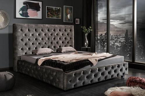 Design tweepersoonsbed PARIS 180x200cm grijs olijf fluweel, Huis en Inrichting, Slaapkamer | Bedden, Ophalen of Verzenden
