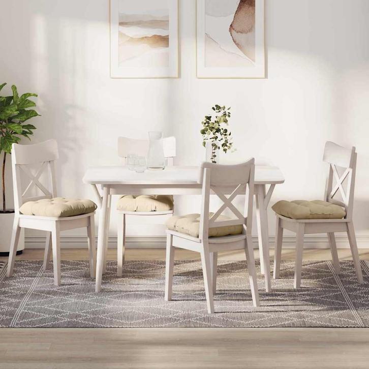 vidaXL Zitkussens 4 pcs Crème 40 x 40 cm Microvezel Stof, Huis en Inrichting, Woonaccessoires | Kussens, Nieuw, Verzenden