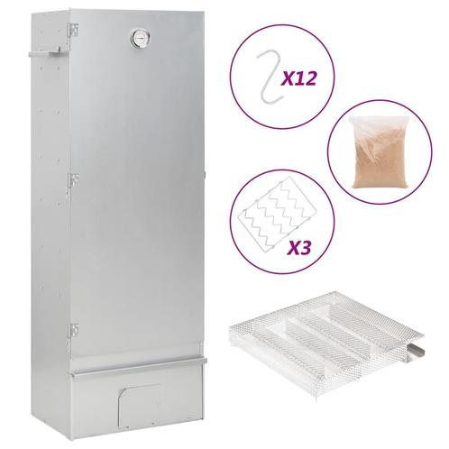 vidaXL BBQ-rookoven met koude rookgenerator gegalvaniseerd, Tuin en Terras, Houtskoolbarbecues, Nieuw, Verzenden