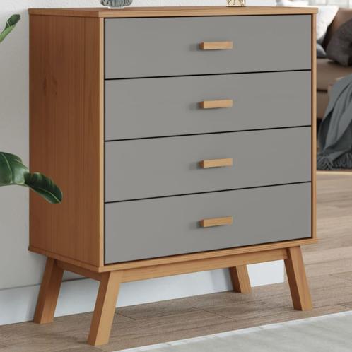 vidaXL Ladekastje OLDEN massief grenenhout grijs en bruin, Kinderen en Baby's, Kinderkamer | Commodes en Kasten, Nieuw, Verzenden