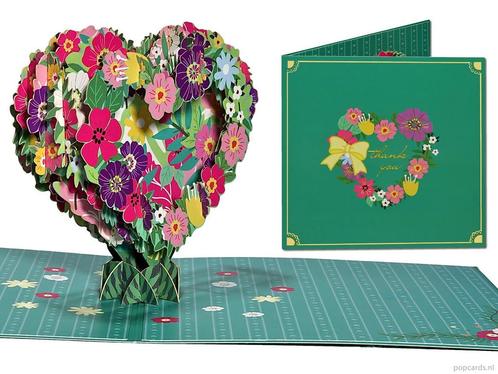 Pop-up kaart Bloemen in hartvorm - Bedankkaart, Diversen, Wenskaarten, Verzenden