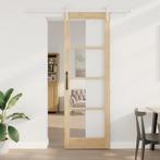 vidaXL schuifdeur met beslag ORKDAL massief hout en glas, Verzenden, Nieuw