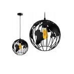 Hanglamp Plafondlamp Wereldbol Zwart Staal, Nieuw, Metaal, Verzenden, Industrieel 