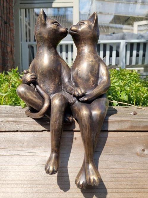 Beeldje - Cats in love - Brons, Antiek en Kunst, Curiosa en Brocante