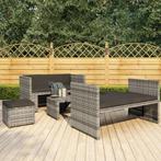 vidaXL 5-delige Loungeset met kussens poly rattan grijs, Tuin en Terras, Tuinsets en Loungesets, 5 zitplaatsen, Nieuw, Loungeset