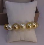 Armband Grote maat - Diep gouden en witte South Sea parels -, Nieuw
