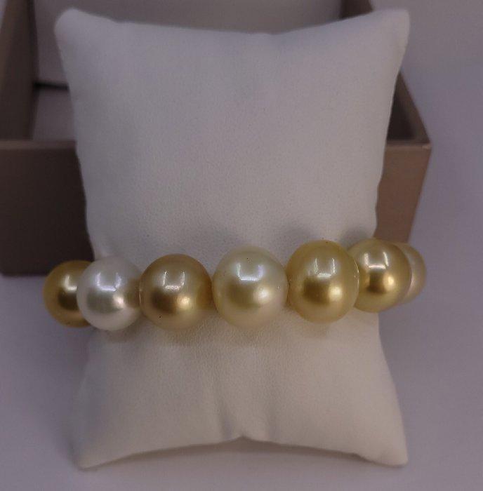 Armband Grote maat - Diep gouden en witte South Sea parels -, Sieraden, Tassen en Uiterlijk, Armbanden