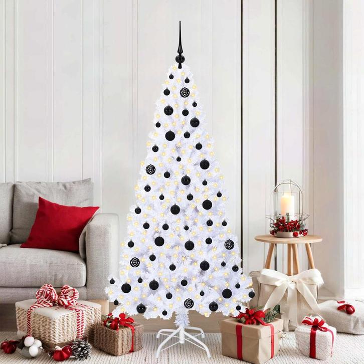 vidaXL Kunstkerstboom met 300 LED Wit 180 cm PVC en staal, Diversen, Kerst, Nieuw, Verzenden