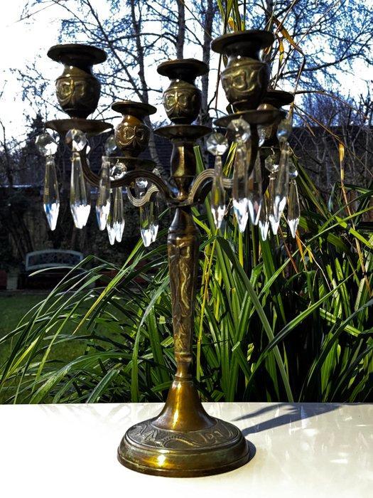 Grand 42cm Vintage Brass Candelabra - 5-Light Girandole, Antiek en Kunst, Curiosa en Brocante