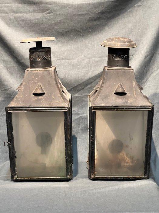 Lantaarn (2) - Nautisch - Metaal, Glas - Oud paar lantaarns, Antiek en Kunst, Curiosa en Brocante