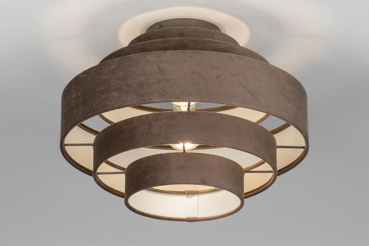 Rietveld Plafondlampen - Bruin, Grijs - Stof, Metaal, Huis en Inrichting, Lampen | Plafondlampen, Verzenden
