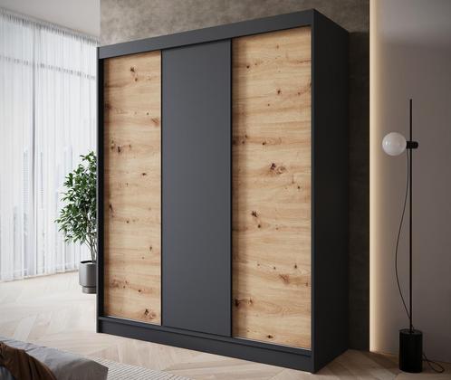 Kledingkast 120cm zwart Schuifdeuren - Garderobekast, Huis en Inrichting, Kasten | Vitrinekasten, 50 tot 75 cm, Nieuw, 200 cm of meer