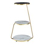 [en.casa] Bijzettafel Sipoo 74x46x37cm marmer wit en marmer, Huis en Inrichting, Tafels | Bijzettafels, Verzenden, Nieuw