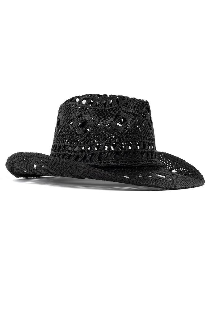 Cowboyhoed Raffia Zwart Zwarte Gevlochten Stro Cowboy Wester, Kleding | Heren, Carnavalskleding en Feestkleding, Nieuw, Overige maten