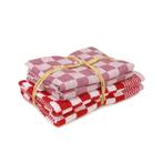 Keukenset Rood 2x Handdoek 50x50cm + 2x Theedoek 65x65cm - T, Huis en Inrichting, Keuken | Textiel, Nieuw, Verzenden, Theedoek of Handdoek
