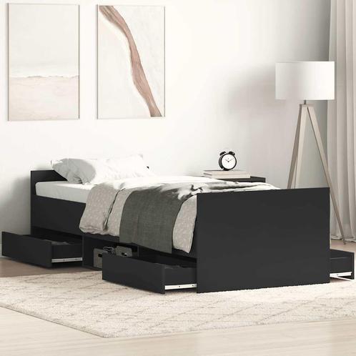vidaXL Bedframe met hoofd- en voeteneinde zwart 75x190 cm, Huis en Inrichting, Slaapkamer | Bedden, Zwart, Nieuw, Eenpersoons