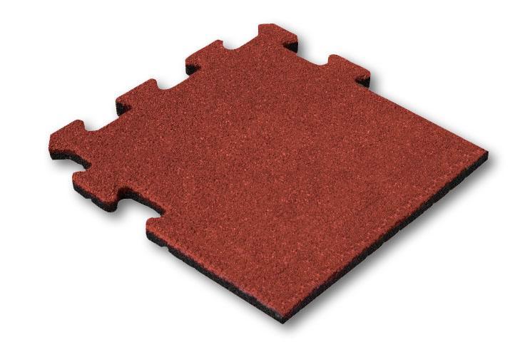 Rubber tegel 25 mm - 50 x 50 cm - Rood - Puzzelsysteem -, Tuin en Terras, Tegels en Klinkers, Verzenden
