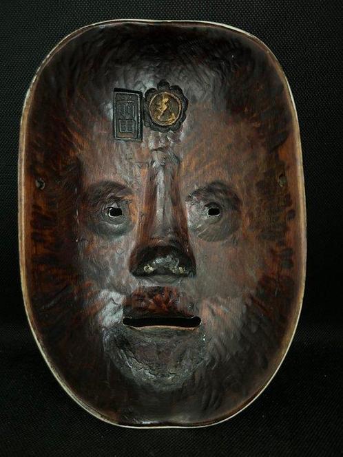 Noh masker - Hout, Kunstenaar: Maeda  - Noh-mask - Manbi, Antiek en Kunst, Antiek | Overige Antiek