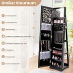 Sieradenkast met spiegel - Passpiegel - Spiegelkast - Zwart, Verzenden, Zo goed als nieuw