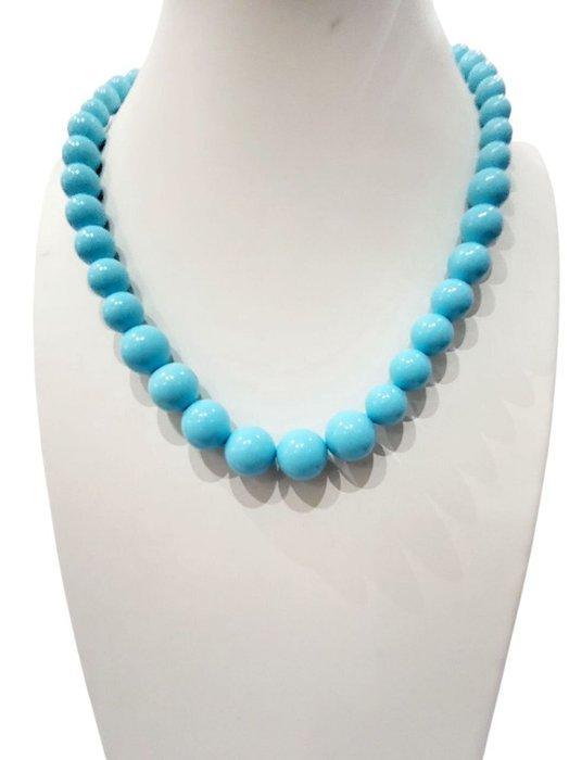 Halsketting - 18 karaat Witgoud Turquoise - Turquoise, Sieraden, Tassen en Uiterlijk, Kettingen