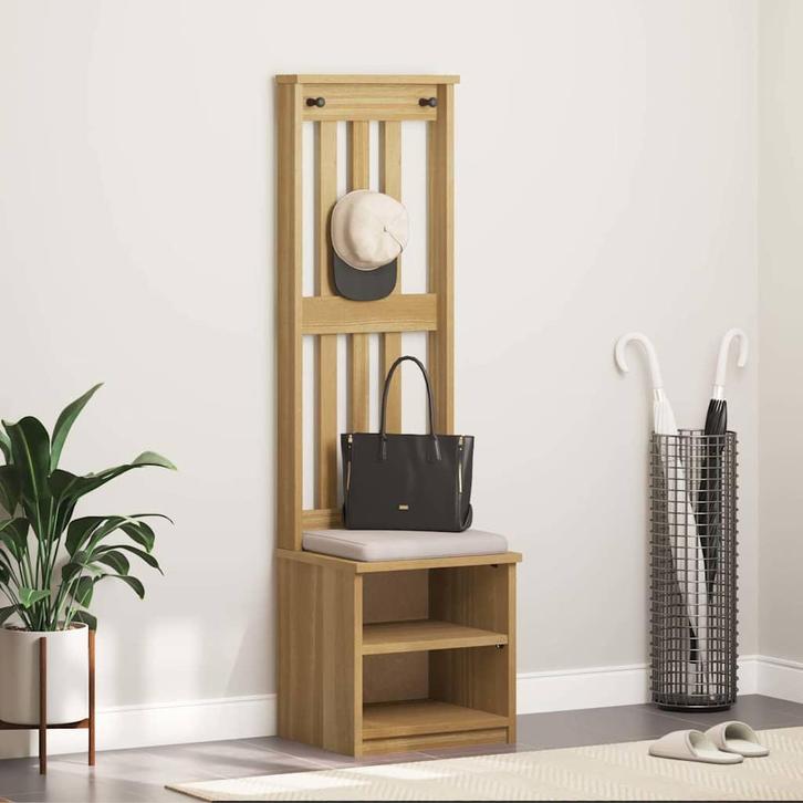 vidaXL Kapstok SANDNES 45x40x159,5 cm massief grenenhout, Huis en Inrichting, Banken | Voetenbanken en Poefen, Nieuw, Verzenden