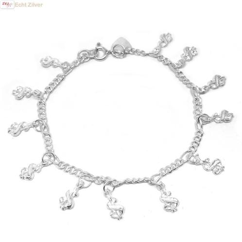 Zilveren bedelarmband dollartekens, Sieraden, Tassen en Uiterlijk, Armbanden, Nieuw, Verzenden