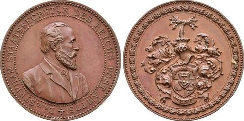 Brons medaille Generalpostmeister 1887 Personenmedaille H..., Postzegels en Munten, Penningen en Medailles, Verzenden