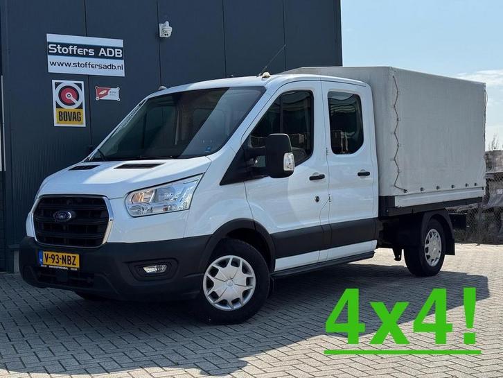 Ford Transit 350 2.0 TDCI L2H1 DC 4WD | Huif | CarPlay | Nav, Auto's, Bestelauto's, Onderhoudsboekje, Lease, Zwart, Handgeschakeld