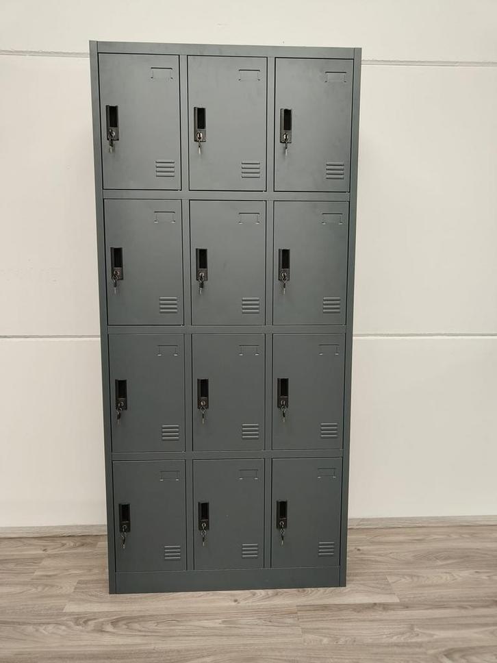 12-Deurs Lockerkast 90x40x195cm - Antracietgrijs, Huis en Inrichting, Kasten | Lockerkasten, Nieuw, Ophalen of Verzenden