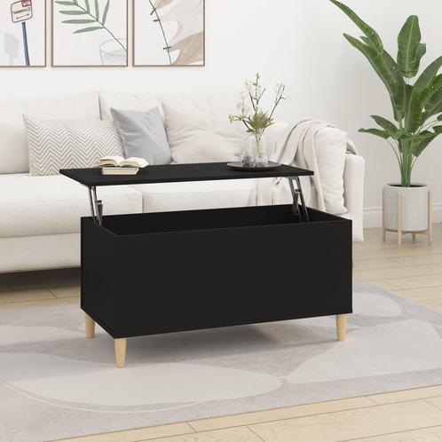 vidaXL Salontafel 90x44,5x45 cm bewerkt hout zwart, Huis en Inrichting, Tafels | Salontafels, 50 tot 100 cm, Nieuw, Overige houtsoorten