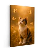 Canvas schilderij- Kitten and Butterflies, Ophalen of Verzenden, Nieuw, Schilderij, Oorspronkelijke maker