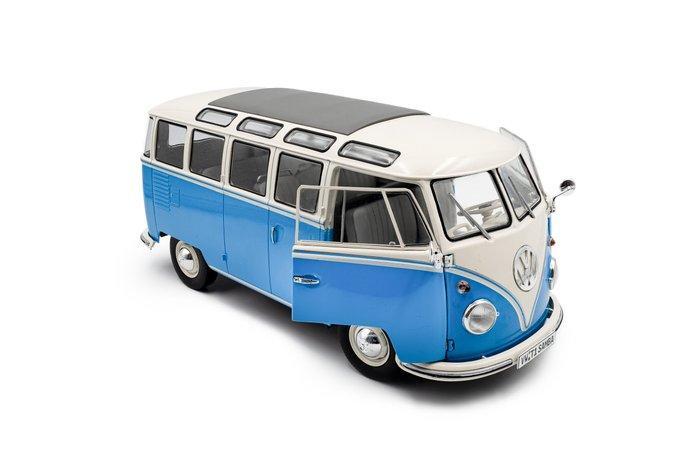 Solido 1:18 - Modelauto - Volkswagen T1 Samba - 1962 - Blauw, Hobby en Vrije tijd, Modelauto's | 1:5 tot 1:12