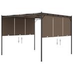 vidaXL Tuinprieel met zijgordijn 3x3x2,25 m taupe, Tuin en Terras, Partytenten, Verzenden, Nieuw