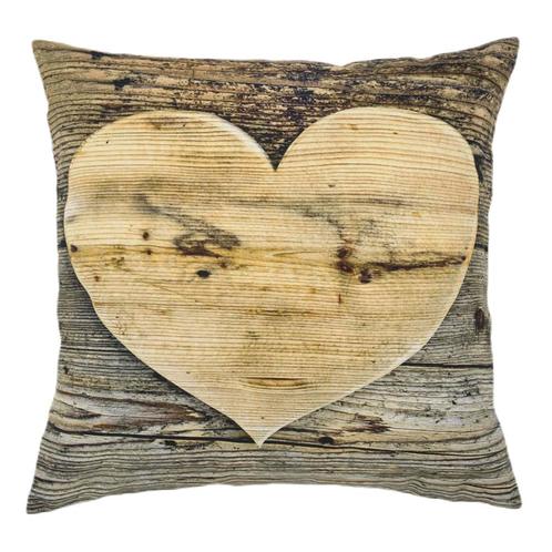 canvas kussen houten hart 50x50cm, Huis en Inrichting, Woonaccessoires | Overige, Verzenden