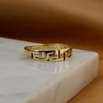 Vintage gouden ring met meander patroon (heren sieraad), Gebruikt, Overige kleuren, 19 tot 20, Ophalen of Verzenden