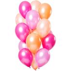 Perzik Roze Ballonnen Chroom 33cm 15st, Verzenden, Nieuw