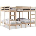 vidaXL Stapelbed 3-voudig massief grenenhout 160x200/80x160, Huis en Inrichting, Slaapkamer | Bedden, Bruin, Verzenden, 200 cm