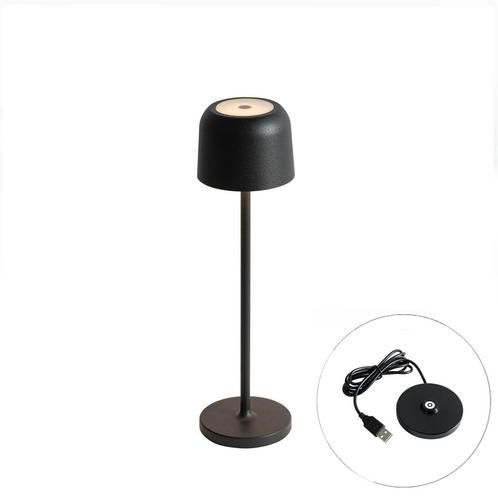 Tafellamp mushroom zwart oplaadbaar incl. laadstation -, Huis en Inrichting, Lampen | Tafellampen, Nieuw, Minder dan 50 cm