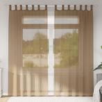 vidaXL Gordijnen voile met lussen 2 st 140x225 cm lichtbruin, Huis en Inrichting, Stoffering | Gordijnen en Lamellen, Verzenden