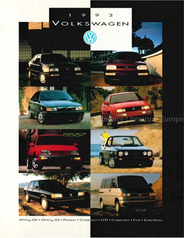 1993 VOLKSWAGEN PROGRAMMA BROCHURE ENGELS (USA), Boeken, Auto's | Folders en Tijdschriften, Volkswagen