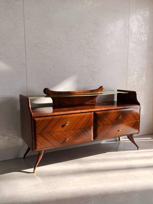 Ladekast - Hout, Glas, Messing, Palissander, Antiek en Kunst, Curiosa en Brocante