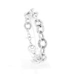 Zilveren fantasie schakel armband  | 19,5 cm - 23 cm, Sieraden, Tassen en Uiterlijk, Armbanden, Ophalen of Verzenden, Gebruikt