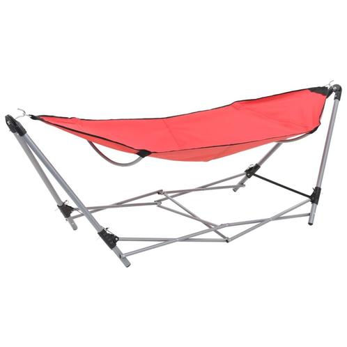 vidaXL Hangmat met inklapbare standaard rood, Tuin en Terras, Hangmatten, Nieuw, Verzenden