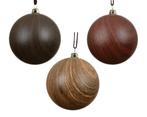 Luxe kerstballen 8 cm bruin mat houtlook onbreekbaar set 3, Ophalen of Verzenden, Nieuw