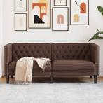 vidaXL Tweezitsbank Chesterfield-stijl kunstleer bruin, Verzenden, Nieuw, Tweepersoons, Leer