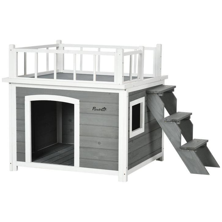 Hondenhuis - LuxeHonden - Balkon - Stappen - Lichtgrijs, Dieren en Toebehoren, Honden-accessoires, Nieuw, Ophalen of Verzenden