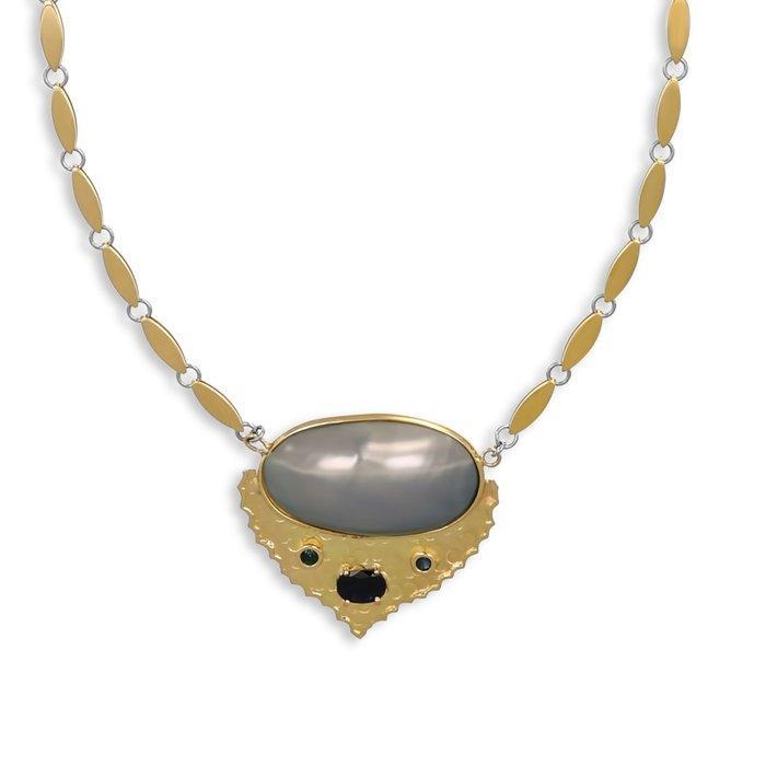 Ketting met hanger - 18 karaat Geel goud, Witgoud - 0.87ct., Sieraden, Tassen en Uiterlijk, Antieke sieraden